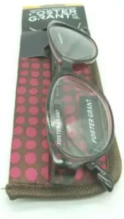 Foster Grant +2.00 Womens Monica Mag Fashion Reading Glasses With Soft Case New