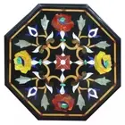 Black Marble Inlay Table Top Handmade Precious Arts Console Bar Furniture Decors