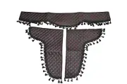 Black Eco Leather Decorative Curtains Red Stitches for Scania R P G S L P V8 XT