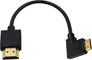 Duttek Mini HDMI to Standard HDMI Cable, HDMI to Mini HDMI Cable, Ultra-Thin Right Angled 90 Degree Mini HDMI Male to HDMI Male Cable Support 4K Ultra HD, 1080p, 3D(HDMI 2.0) (15cm/6 inch)