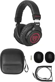 Rockville Studio Headphones+Detachable Coil Cable+Case+Extra Ear Pad, Red (PRO-M50 SR)