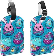 [YTYVAGT] Luggage Tags for Suitcases,Travel Tags for Luggage,Bunny Colorful Egg Doodles,2-Pc