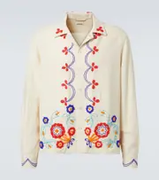 [Bode] Bode Garden Party beaded linen shirt UK 16 white