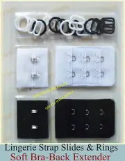 Bra Strap Extender Slides Rings Lingerie Soft Strap Extending Hooks BLACK WHITE