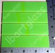 4 - 1"x 4" GREEN 3mm BULLSEYE GLASS SHEET STRIPS 90 COE