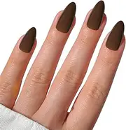 SJUIEO Brown Almond Press-On Nails, Women's Nails Brown, Nail Decoration DIY Medium and Long Almond Artificial Nails, Women's Nail Decoration Girls