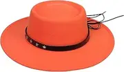 [VPbao] Women Girls Wool Wide Brim Felt Bowler Fedora Hat Lady Floppy Cloche Derby Church Party Hats - Foldable