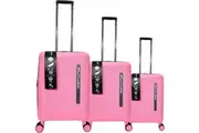 FUTURA Hardshell 3-Piece Luggage Bag Set Travel Suitcase w/ TSA Locks in Pastel Pink