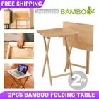 2X Foldable Bamboo Desk Folding Table TV Tray Dinner Home Coffee Snack Reading