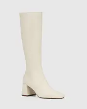 Narah Winter White Leather Long Boot