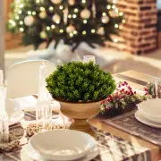 Costway4-Set Artificial Mini Greenery Potted Plant for Home &amp; Office-Round shape