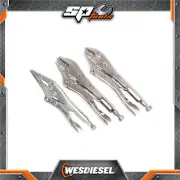 SP Tools 3 Pcs 250mm Locking Plier Set - Curved Jaw Straight Jaw 230mm Long Nose