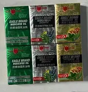 Bundle of 6 count Eagle Brand Medicated Oil 24 ml 2x Green + 2 X White Aromatic + 2 Yellow Refresh