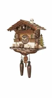 Quartz Cuckoo Clock Black forest house with music EN 457 QM NEW