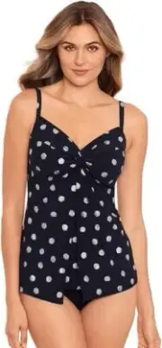 Miraclesuit Women's Swimwear Pizzelles Love Knot Tummy Control Underwire sz 16dd