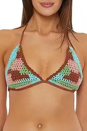 [ISABELLA ROSE] Women's Standard Melody Crochet Triangle Bikini Top, Adjustable, Tie Back, Swimwear Separates