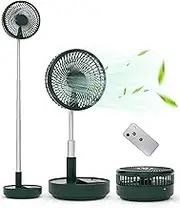 Primevolve Portable Oscillating Standing Fan,Rechargeable Battery Operated USB Floor Table Desk Fan with Remote, 4 Speed Settings Pedestal Fans for Bedroom Office Camping Fishing Travel Black 7.7"