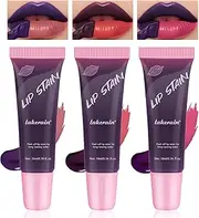 DAGEDA Lip Stain Peel Off, 3 Colors Lip Liner Stain, Matte Peel Off Lip Tint Stain, Non-Stick Tattoo Color Lip Gloss, Highly Pigmented Liquid Lipstick, Waterproof Lip Makeup for Women Girls
