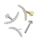 14 Karat Gold Cartilage Labret Stud 18 & 16 Gauge - CZ Curved Climber
