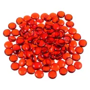 110pcs Fire Glass Beads for Fire Pit, Flat Marble Beads (2/3"-3/4") Red