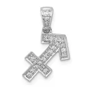 14k White Gold Real Diamond Sagittarius Pendant