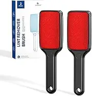VASSON Lint Brush, Double-Sided Lint Remover Brush, Lint Brushes for Clothes, Reusable Velvet lint Brush, Coat Lint Brush (2 Pack) Black,HHLB01