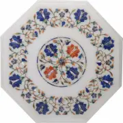 18'' antique white Marble side Center Table Top multi Stone Inlay malachite w7
