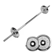 Total 23kg - Barbell Weight Set - 180cm Barbell Bar + 2.5x2 + 5x2 Silver Weight Plate