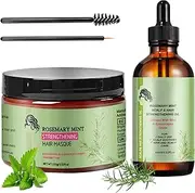 Pack of 2 Rosemary Hair Masks, 340 g and 59 ml, Rosemary Oil for Hair, Strengthening Hair Mask, Rosemary Oil for Hair, Natural Organic Essential Oil for Dry, Damaged Hair