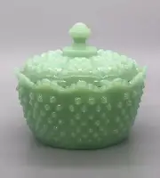 Mosser Jadeite Green Hobnail Gigi Butter Dish Jade Jadite