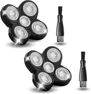 Shaver Replacement Blades for Freebird Head Shaver, 5 Blades Shaver Heads for Bald Men Freedom Grooming, Freebird Replacement Blades Head and Face Electric Razor, 2 Cleaning Brush, 2 Pack