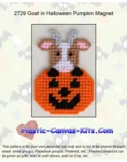 Goat in Halloween Pumpkin Magnet-Plastic Canvas Pattern or Kit