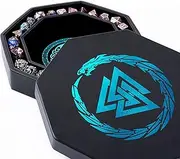 Soar Forge Dice Tray for DND and RPG - Beautiful Cerulean Blue Valknut Dragon 8 Inch Rolling Tray Compatible with Dungeons & Dragons and Tabletop RPGs - Box Storage to Protect Dice