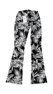 ZARA Black & White Women's Leaf Print Pattern Flared Trousers Size S New