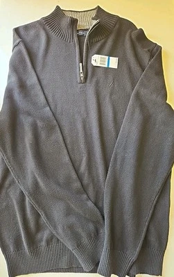 Nautica Men’s XL 1/4 Zip Sweatshirt Black Pullover Casual Workwear Hiking Golf