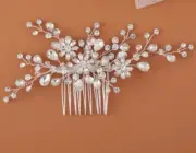 Bridal Hair Piece, Silver Comb