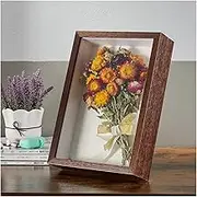 1-3PCS Family Decorative Painting Handmade Diy Dried Flower Frame Cube Hollow Photo Frame Crafts Gifts Home Decorationa(Brown-10inch,3PCS)