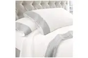 Kingtex 1500 Thread Count Crochet Lace Microfibre Sheet Set Double Silver/White