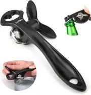 Lantana 2 in 1 Safety Manual Can Opener (Smooth Edge) & Bottle Opener - Black/St