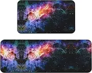Galaxy in The Universe Print Kitchen Floor Mat 2 Sets Non-Slip Rugs for Kitchen Laundry Office and Home Decor