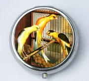 Canaries Bird PILL case pillbox pill box holder birds pretty