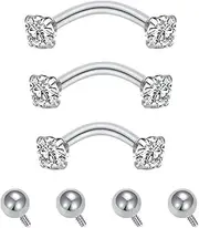 [QWALIT] Rook Piercing Jewelry Rook Earrings Internally Threaded Eyebrow Piercing Jewelry Eyebrow Rings Eyebrow Piercing Surgical Steel 16g Vertical Labret Lip Jewelry