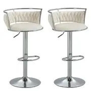 Silver Swivel Upholstered Velvet Adjustable Height Counter Stool with Metal Frame White (Set of 2)