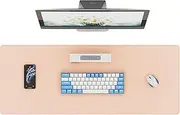 DAWNTREES 120x60cm PU Leather Desk Protector Mat, Extended Large Gaming Keyboard Mouse Pads Writing Mat for Home Office Working Computer, Laptop Decor (Pink, 120x60cm)