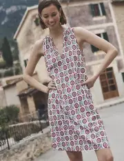 Boden Notch Neck Jersey Sleeveless Dress In Gin Fizz Sunflower Sprig Size 16-18R