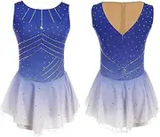 [Zagitova] Sleeveless Figure Ice Skating Dress Women's Glittery Roller Skating Dance Leotard Gymnastic Costume