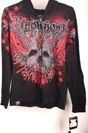 Affliction Throwback Heathen Black Zip Hoodie L - NWT
