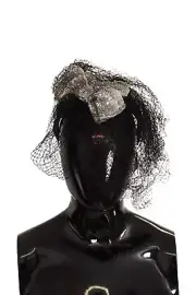 Dolce & Gabbana Black Logo Sequined Fascinator Diadem Headband