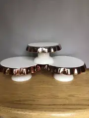 3 Skirted Cake Stand Plate White & Rose Gold 10 Strawberry Street Pedestal Stand