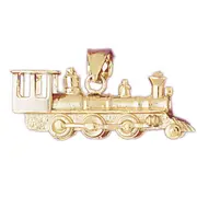 14K Gold 3D Locomotive Train Pendant